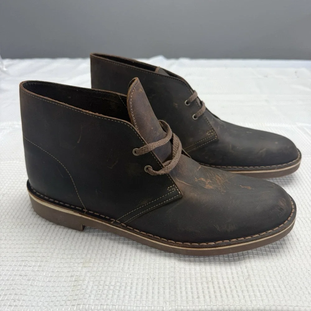 Clarks Desert Bushacre Boot Mens 10.5M Chukka Distressed Leather 15522 Brown New